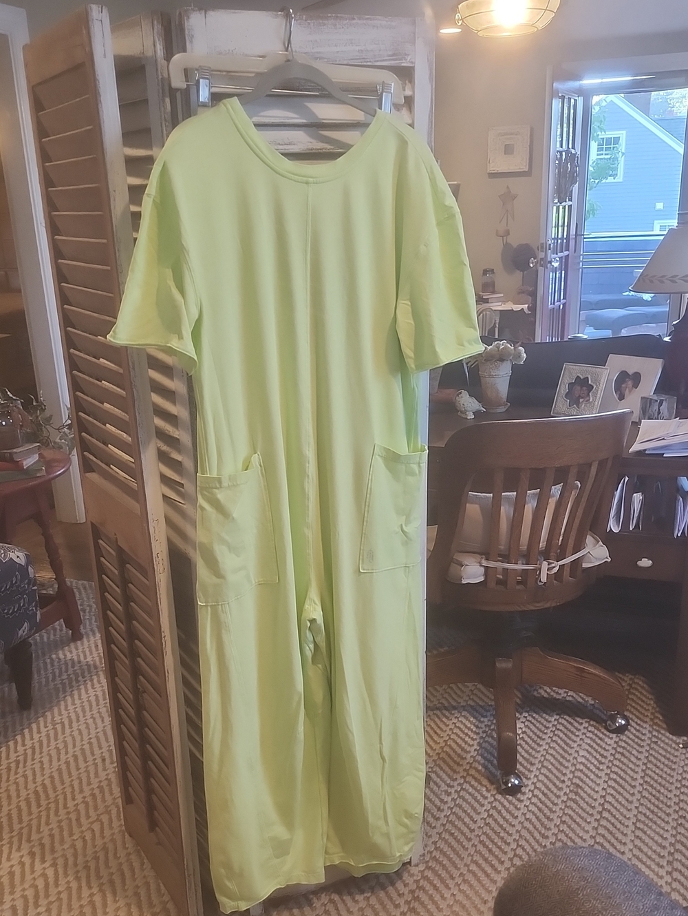 Free People Lime Green Romper with Pockets